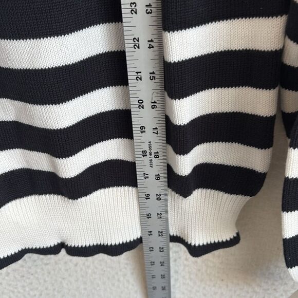J Crew Striped half-zip sweater with pearl zipper Womens Small Navy White - Picture 8 of 11